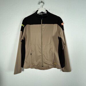 Jamie Sadock Womens Beige & Black Full-Zip Golf Jacket Medium Stretchy Athletic